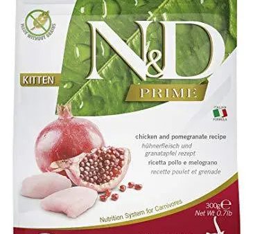 Farmina N&D Prime Dry Cat Food, Kitten, Grain-Free, 0.3-kg, Chicken and Pomegranate Supply