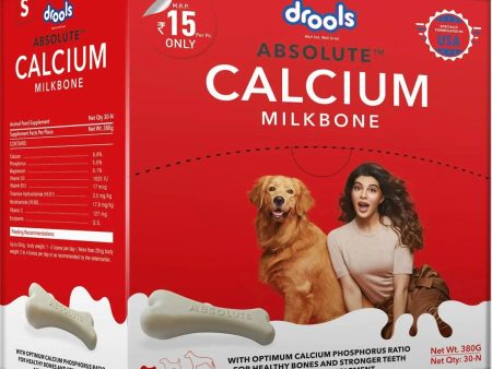 Drools Absolute Calcium Milk Bone, Dog Supplement for Small Breed Dogs, 30 Pieces, 380 g Supply