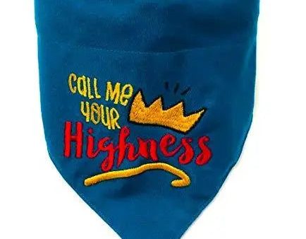 adidog Tuxedo Call me Your Highness Dog Bandana with Adjustable Collar (Blue, Medium and Large) For Sale