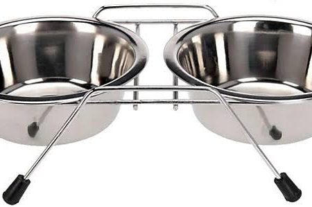 aGLOW Double Stainless Steel dog Diner with Stands Cheap