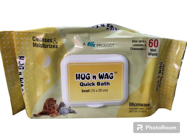 Hug n Wag Quick Bath Towels Pet Cleansing (Wipes 60) Fashion