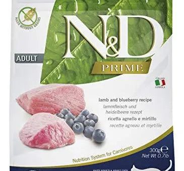 Farmina N&D Prime Dry Cat Food, Adult, Grain-Free, 0.3-kg, Lamb and Blueberry Online Sale