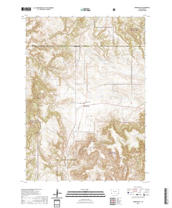 USGS US Topo 7.5-minute map for Minnekahta SD 2021 Online now