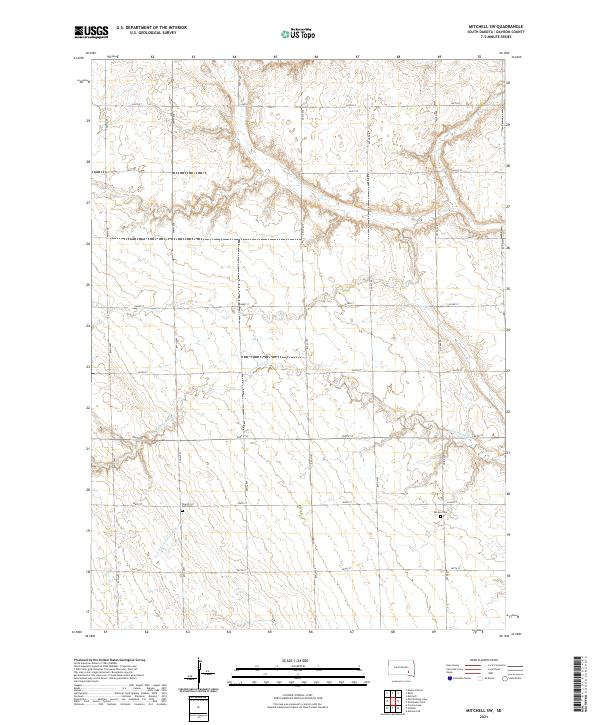 USGS US Topo 7.5-minute map for Mitchell SW SD 2021 Supply