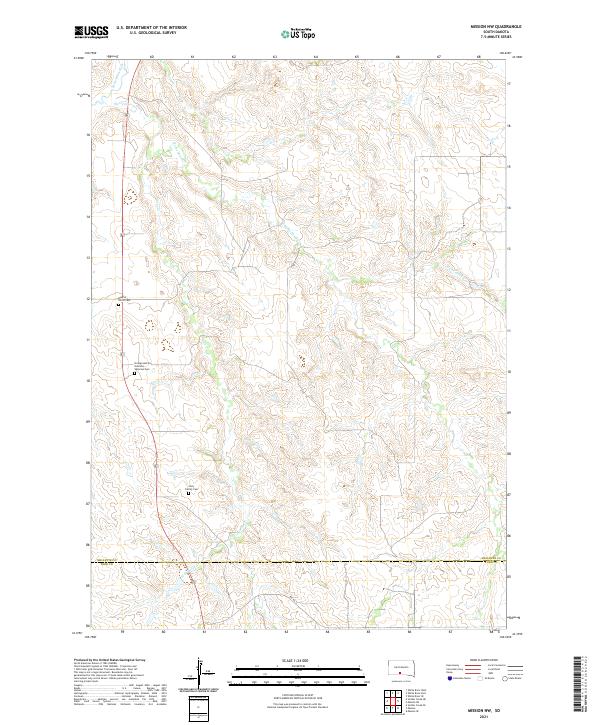 USGS US Topo 7.5-minute map for Mission NW SD 2021 Online now