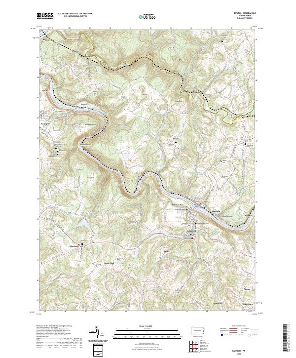 US Topo 7.5-minute map for Dawson PA For Cheap