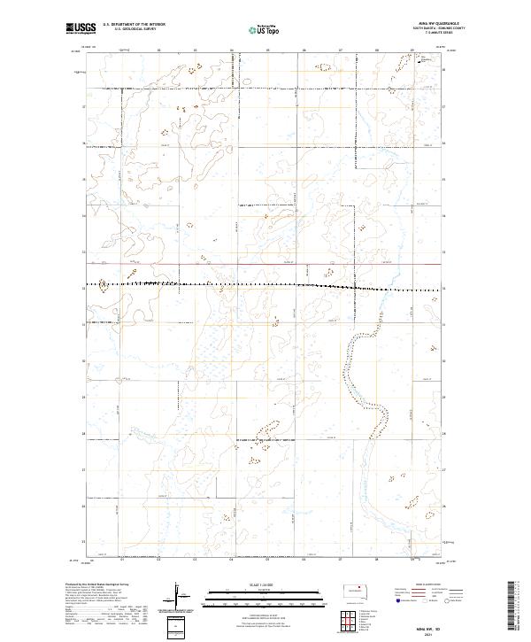 USGS US Topo 7.5-minute map for Mina NW SD 2021 For Discount