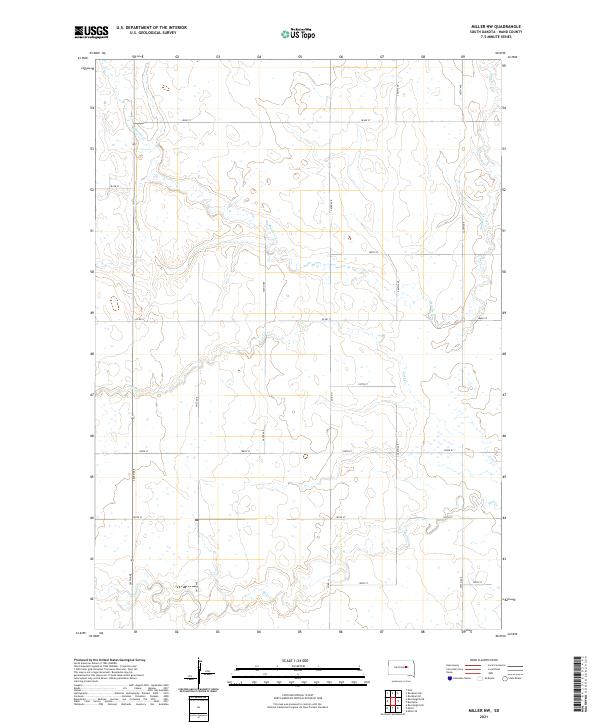 USGS US Topo 7.5-minute map for Miller NW SD 2021 Fashion