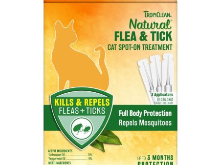 15% OFF: Tropiclean Natural Flea & Tick Cat Spot-On Solution Hot on Sale